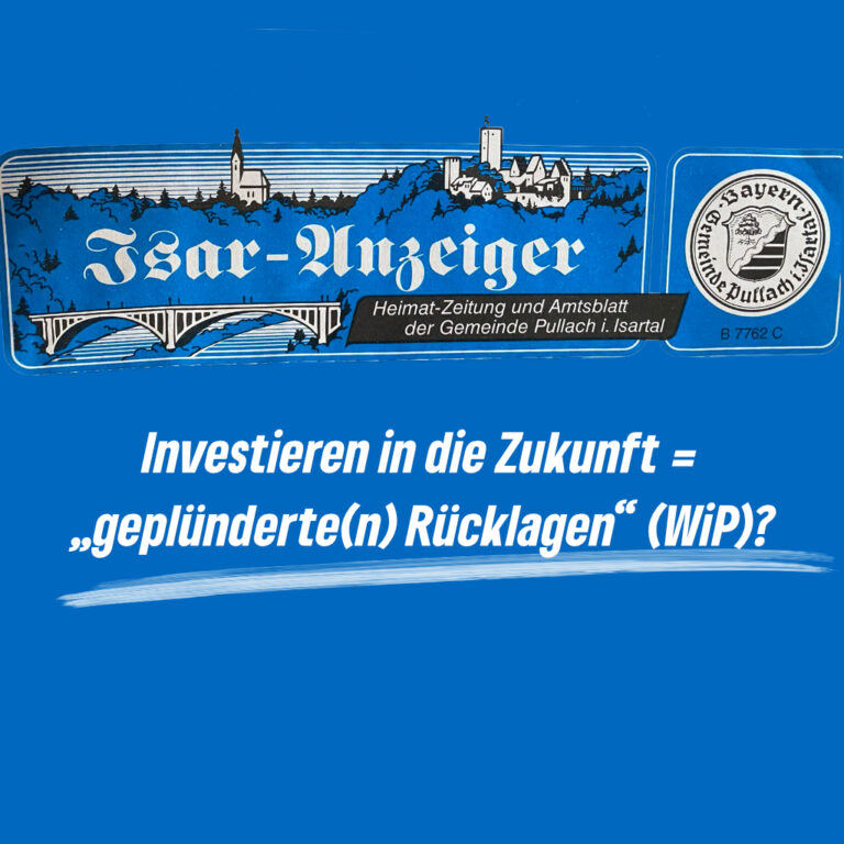 Investieren in die Zukunft = „geplünderte(n) Rücklagen“ (WiP)?